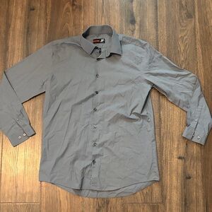JF J.Ferrar Men's Sleek Gray Dress Shirt